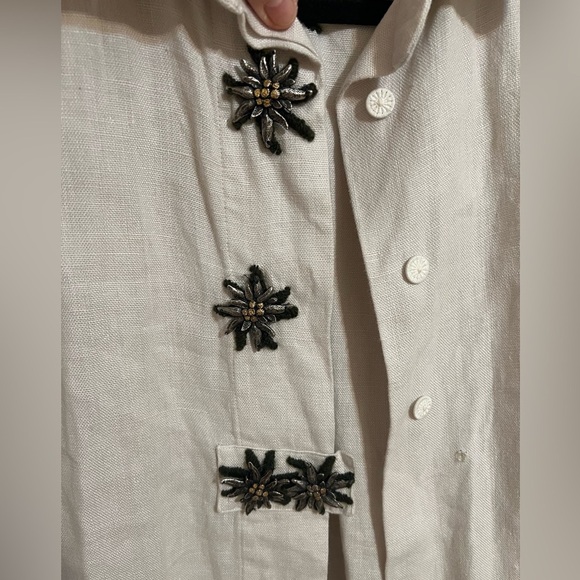 Amann MADE IN AUSTRIA 100% Linen With Artistic Metal details Top Lagenlook 38 - Picture 4 of 12